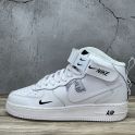 Nike Air Force High White & Black С МЕХОМ