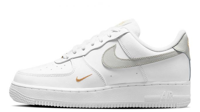 Nike Air Force 1 Mini Swoosh White Grey Gold